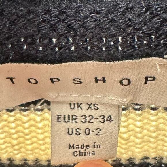 Topshop Navy & White Oversized Turtleneck Sweater Sz 0-2 - Picture 5 of 6